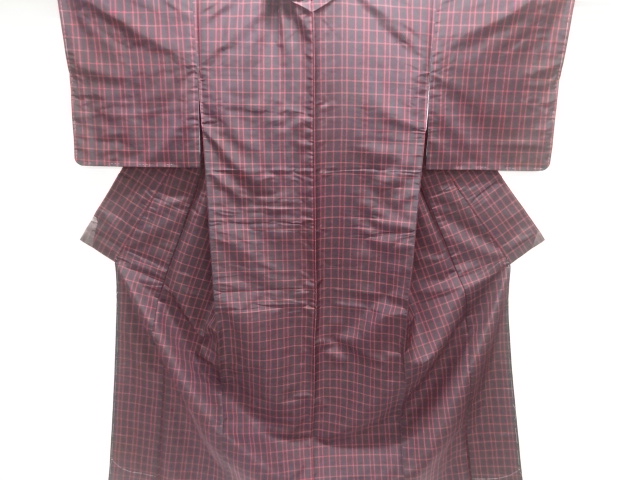 JAPANESE KIMONO / UNUSED / SILK / YONEZAWA TSUMUGI / WOVEN GRID